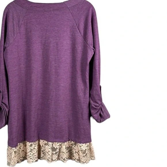 LOGO Lounge Lace Trim Lounge Tunic Top Size M - Picture 8 of 8